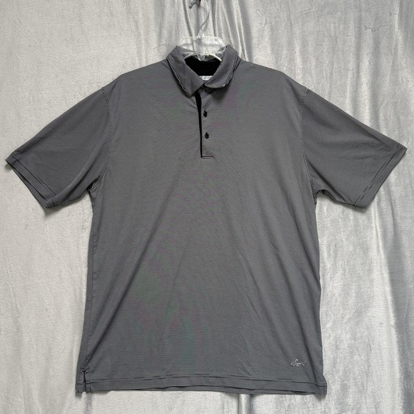 Greg Norman Collection Other - Greg Norman Polo Shirt Mens Large Gray Striped PlayDry Golf‎ Performance Shark